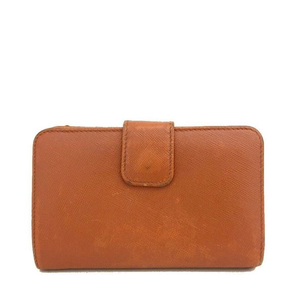 PRADA Burnt Orange Saffiano Leather Zip Around Style Large Clutch Wallet - Picture 6 of 7